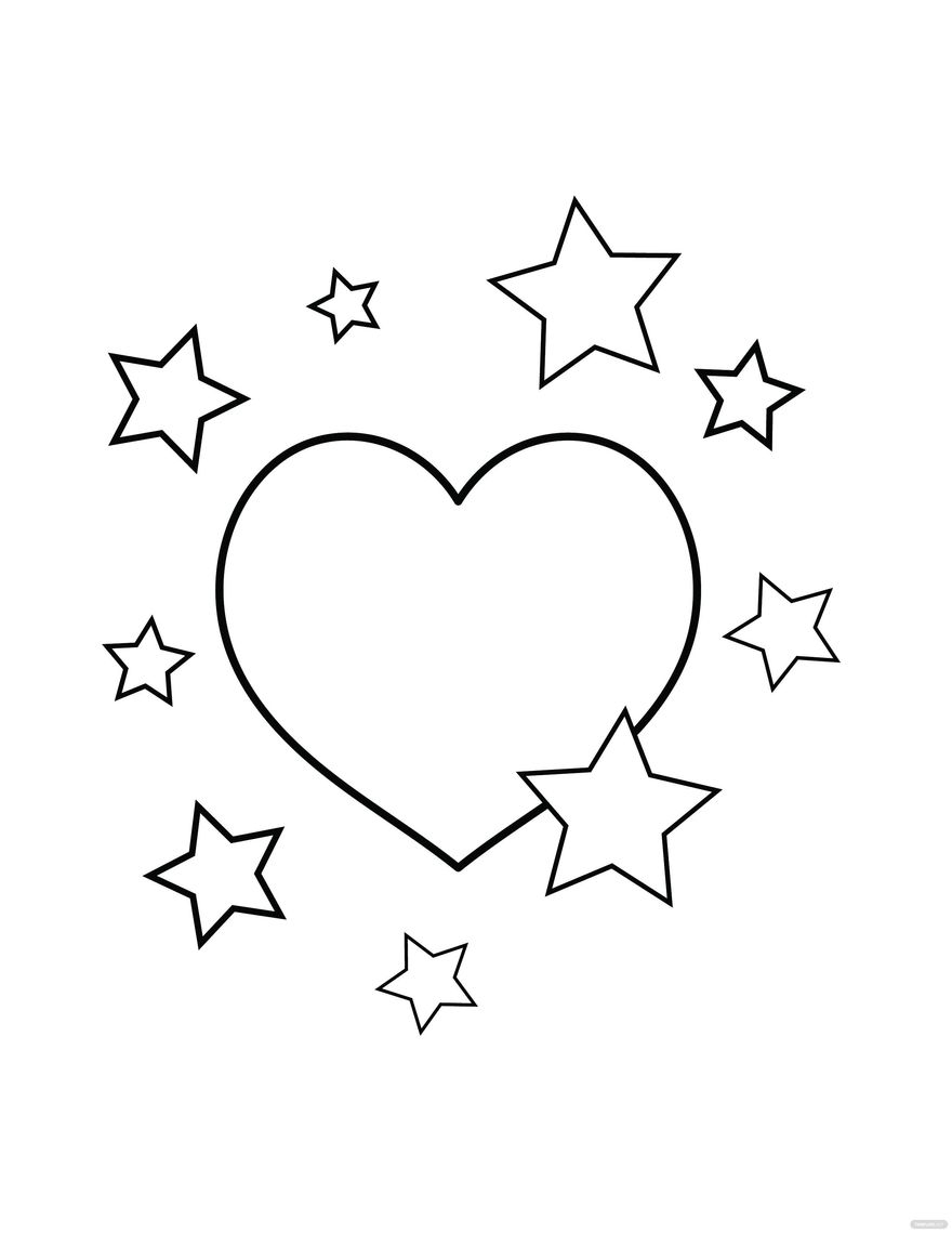 hearts and roses and stars drawings