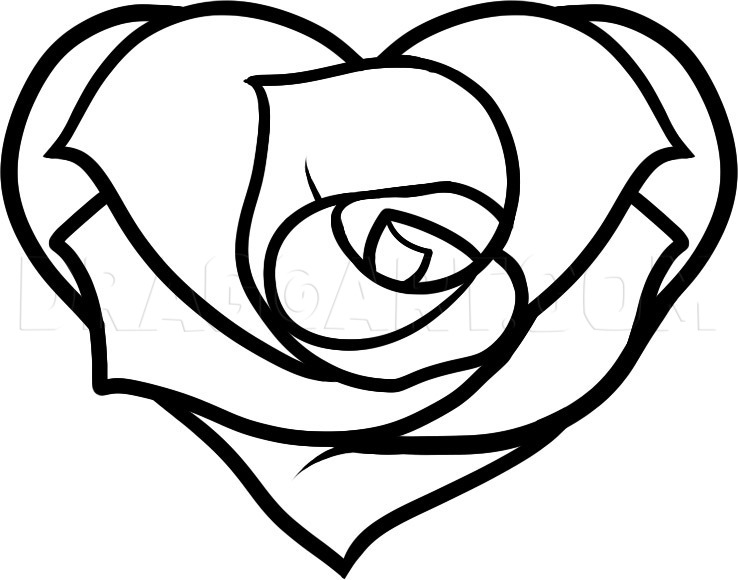 How To Draw A Heart Rose, Rose Heart, Step by Step, Drawing Guide ...