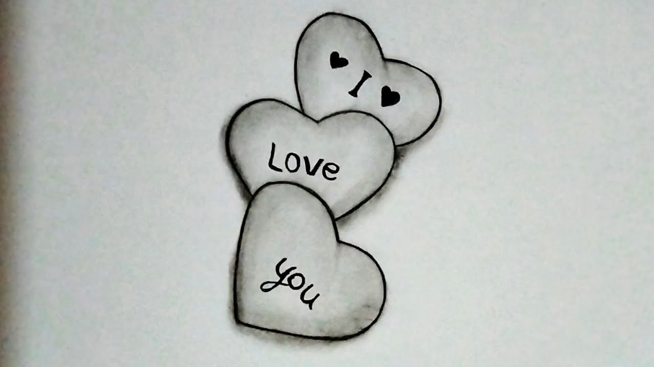 How To Draw Three Love Hearts || Love Heart Drawing || Easy Drawing Ideas  For Beginners Step by Step
