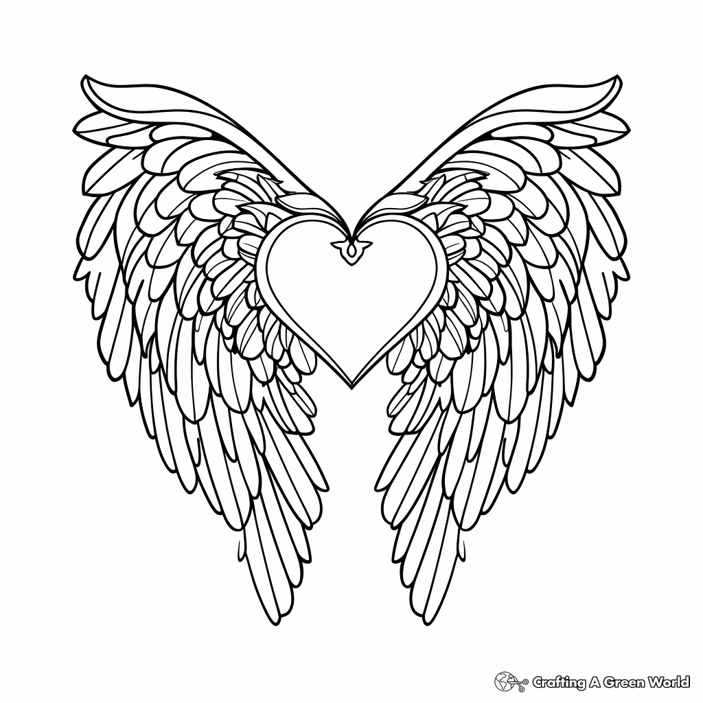 hearts with wings coloring pages