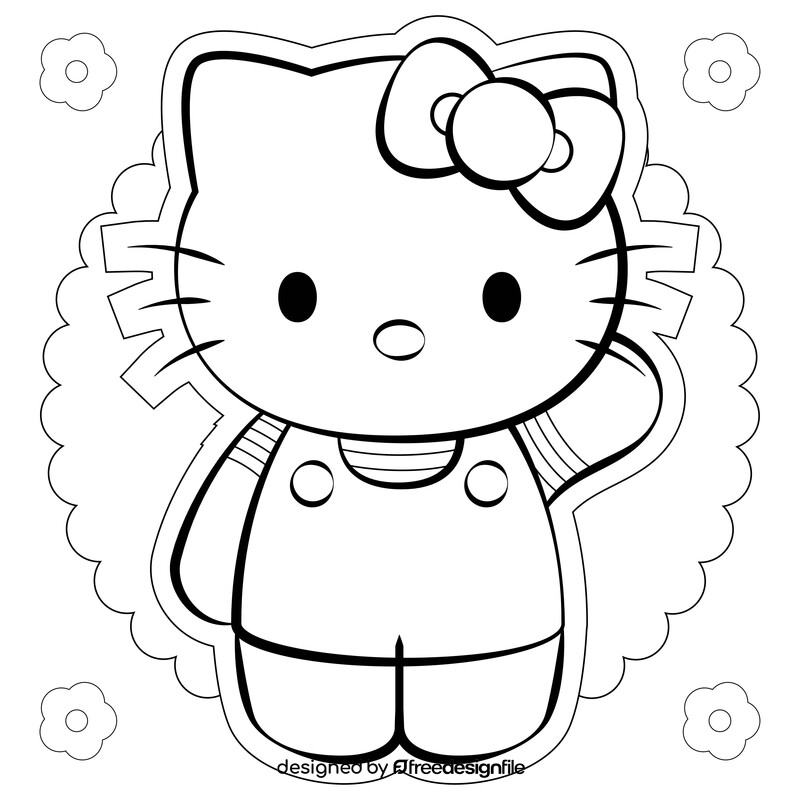Hello Kitty drawing black and white vector free download