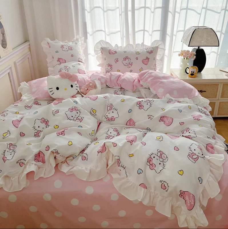 Hello Kitty Cotton Bedding Sheet with Ruffles – In Kawaii Shop
