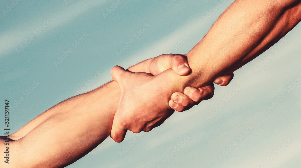 Helping hands concept, support. Close up help arm. Helping hand ...