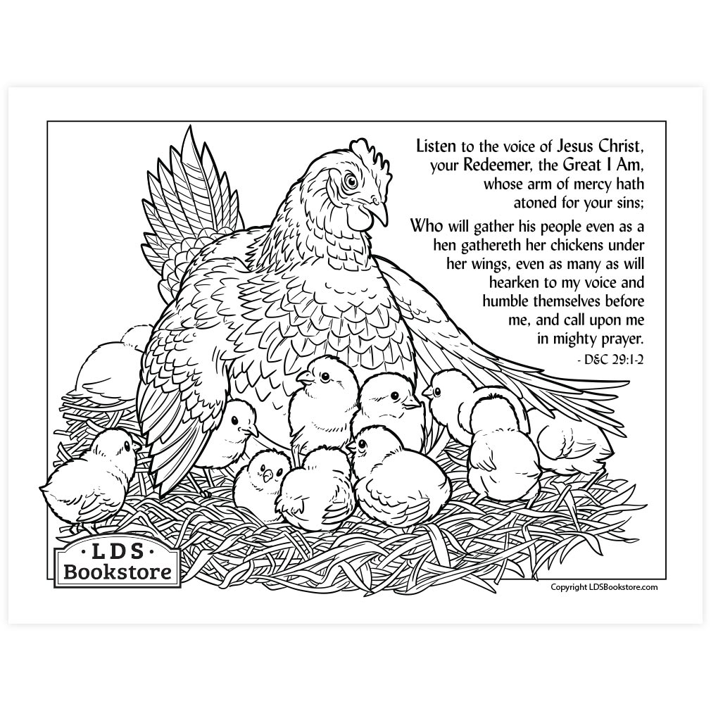 hen and chicks coloring page