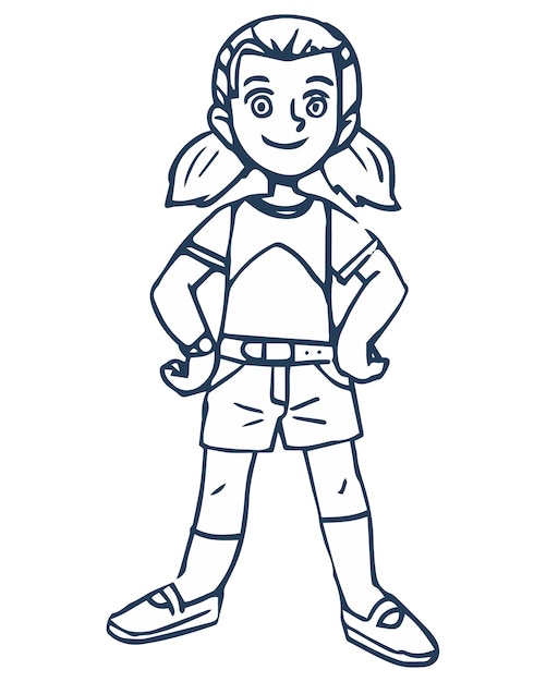 Premium Vector | Clipart black outline child schoolboy girl hands ...