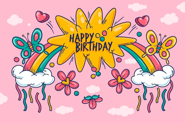 hippie birthday cliparts