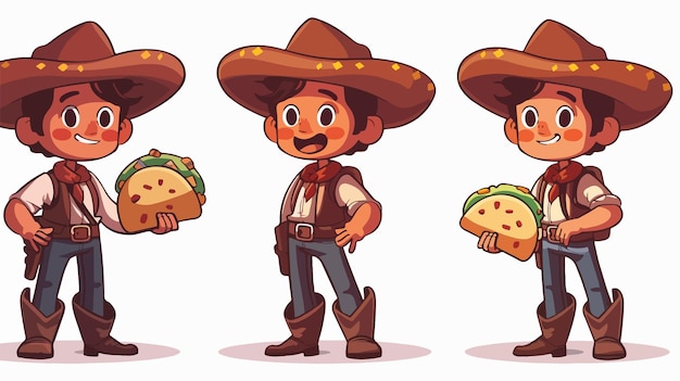 Mexican Cowboy Holding Taco Vector Clip Art | Premium AI-generated ...