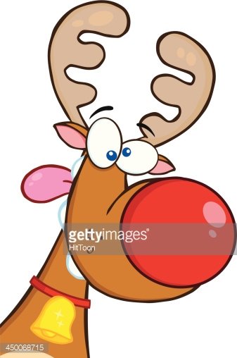 Reindeer With Red Nose Cartoon Mascot Character Stock Clipart ...