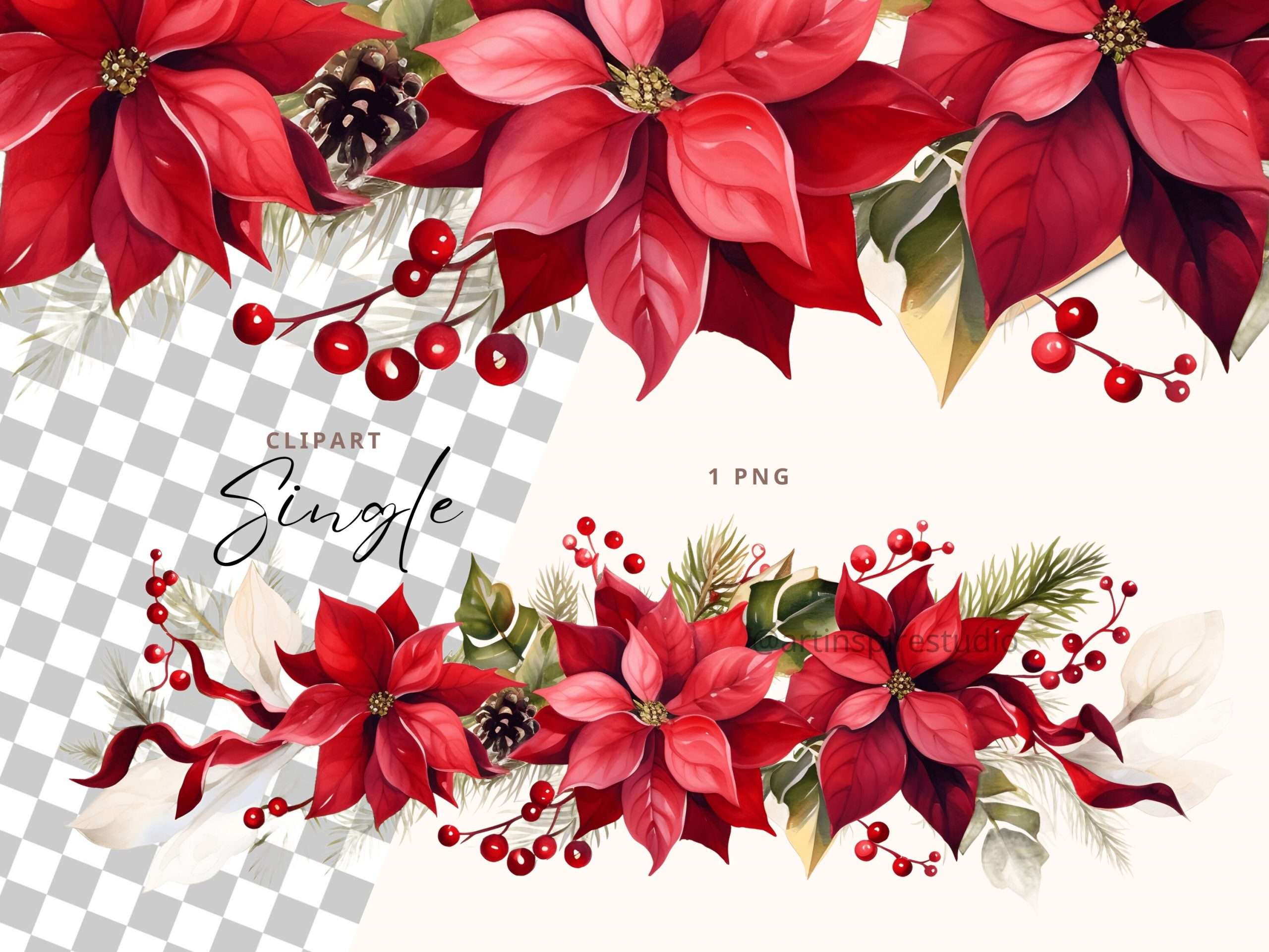 Christmas Border Holiday Border Clipart Watercolor - Aifactory ...