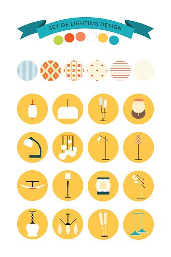 Vector Set Of Lighting Design. Set Of Home Lighting Elements Stock ...