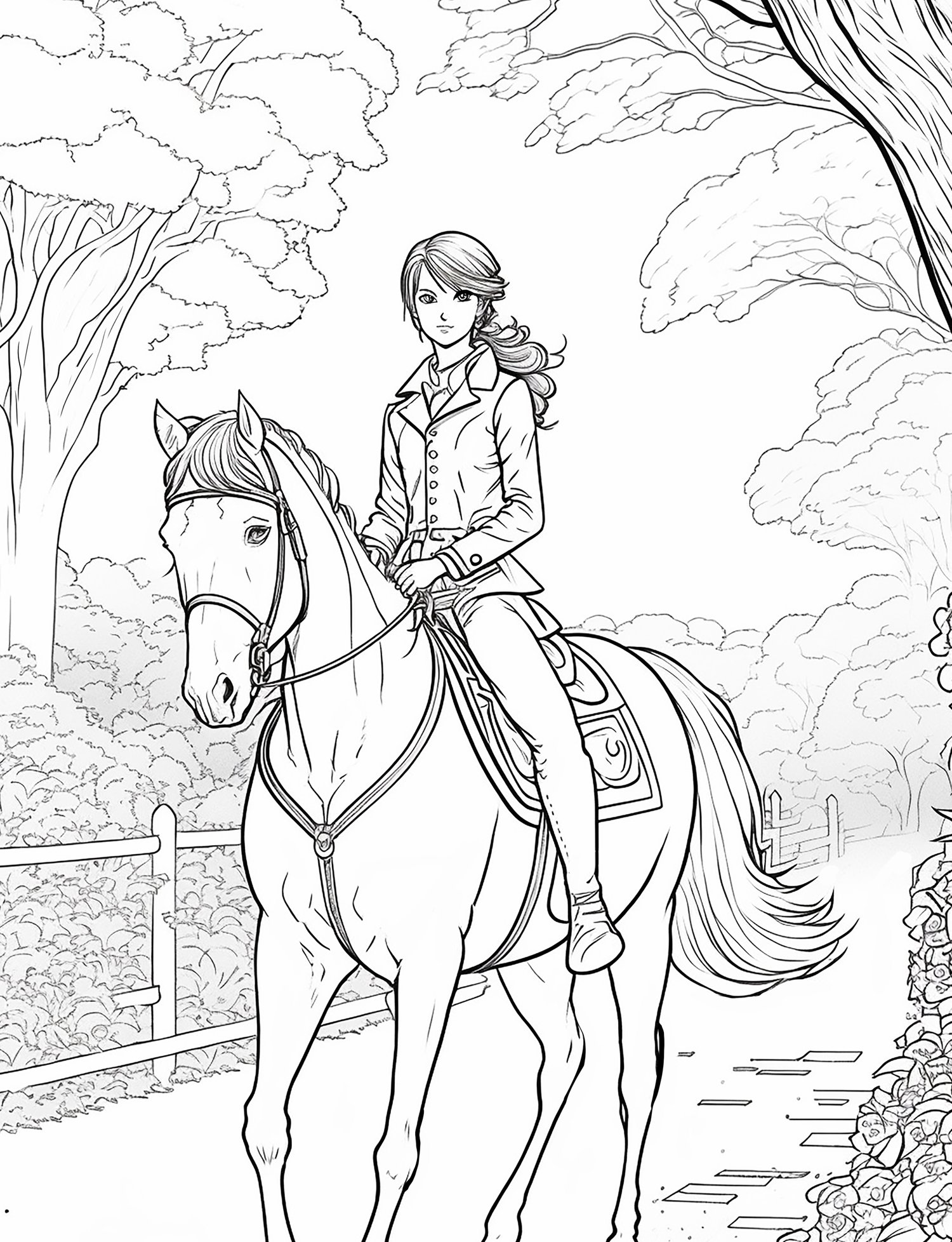 Free Horse Riding Coloring Pages, Download Free Horse Riding Coloring