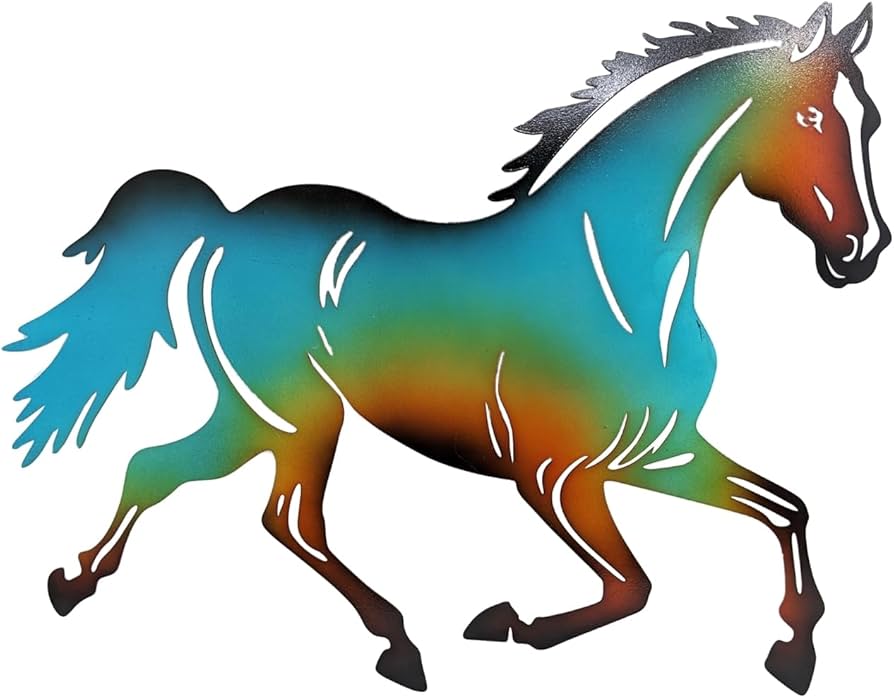 Noble Metal Cutout Horse Wall Art - Beautiful Equestrian Silhouette -  Premium Quality Metal Wall Decor - Ideal for Home, Office, Stable - Adds ...
