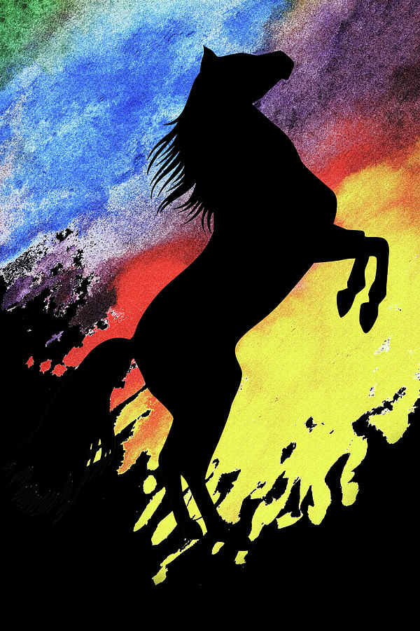 Rising To The Light Watercolor Horse Silhouette Painting by Irina ...