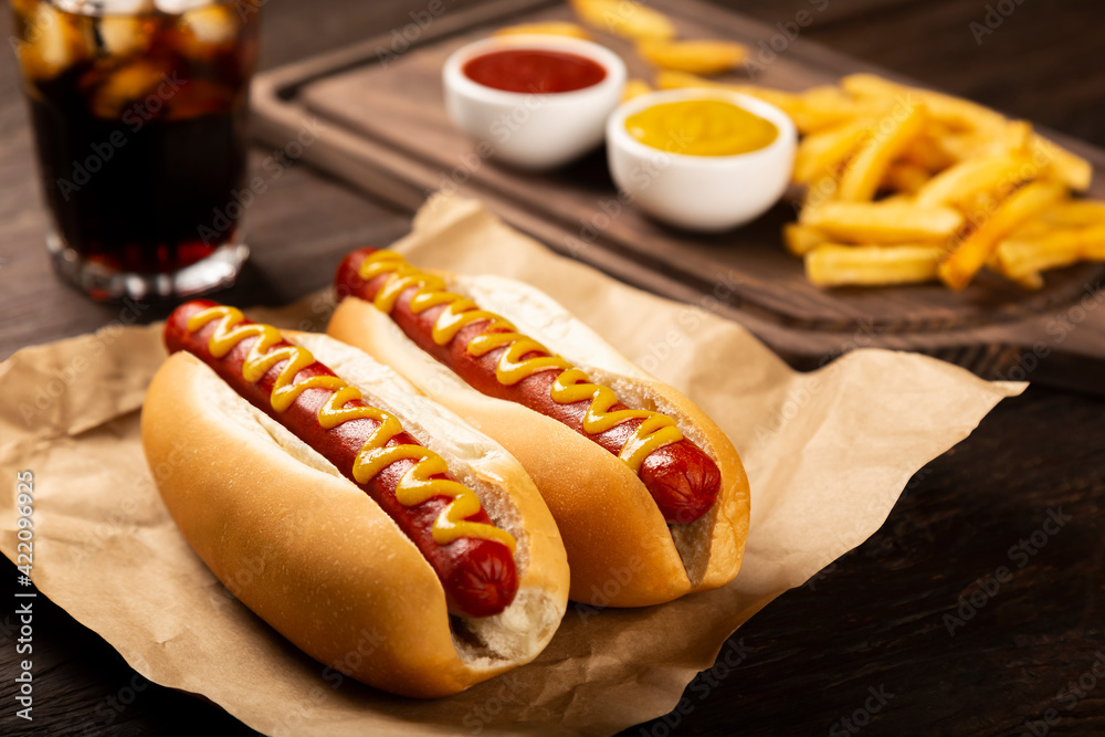 hot dog with fries