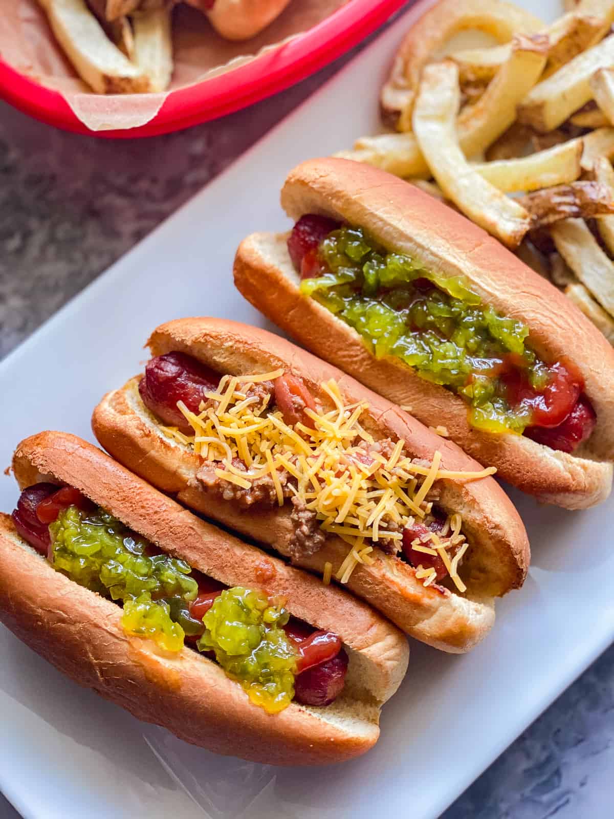 hot dog with fries