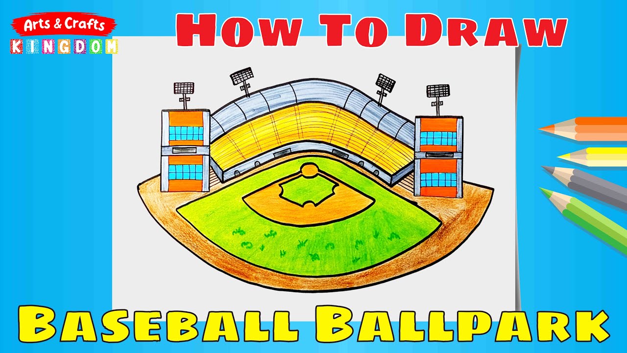 how to draw a baseball stadium