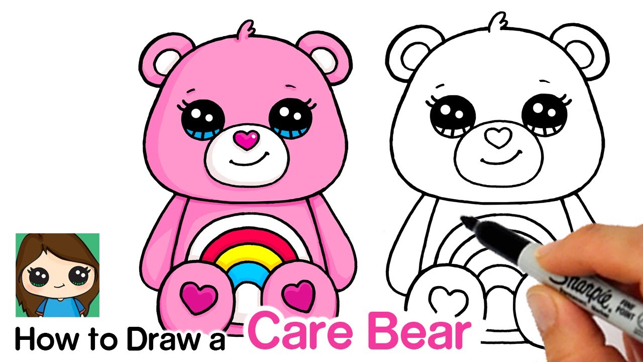 how to draw a care bear