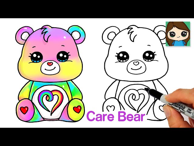 how to draw a care bear