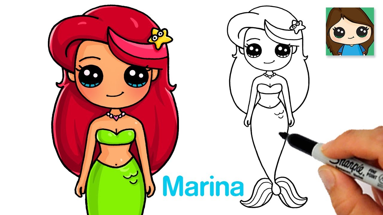 how to draw a cartoon mermaid