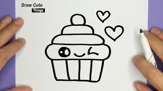 how to draw a cute cupcake