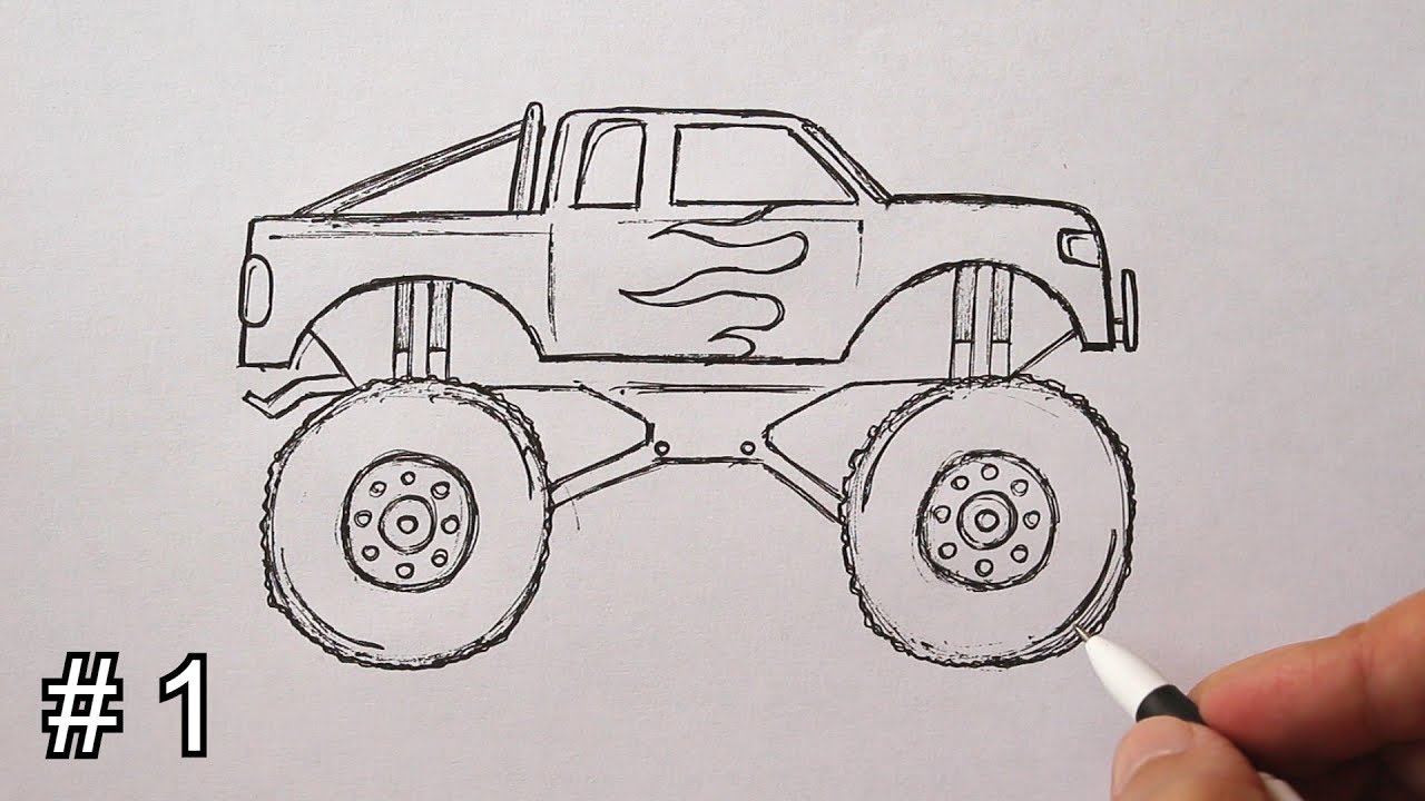 how to draw monster trucks