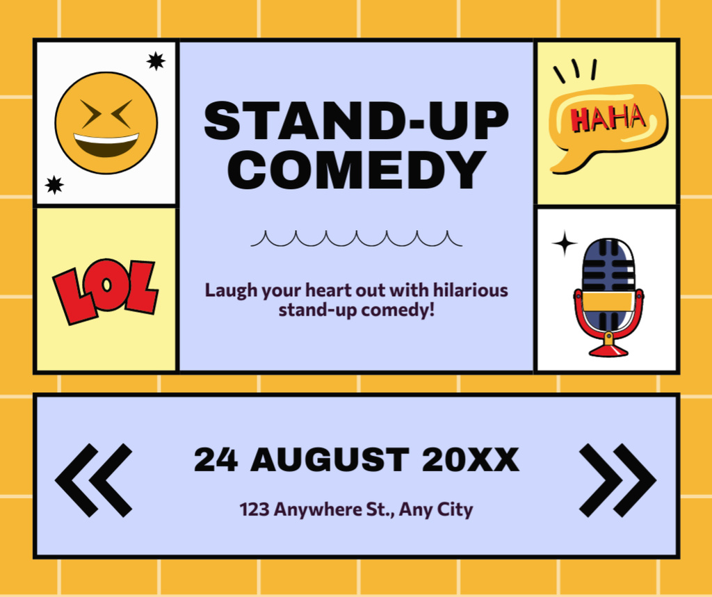 Comedy Show Announcement with Cute Humorous Icons Online Facebook ...