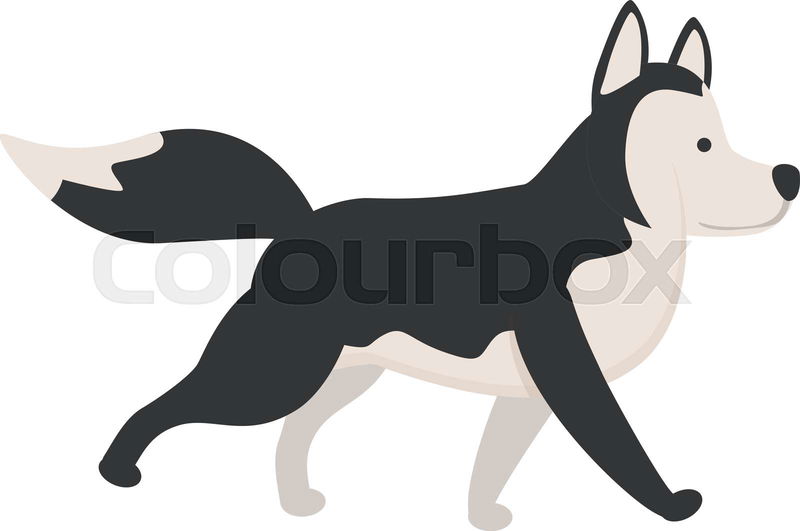 Walking husky icon cartoon vector. Siberian dog. Cute animal ...