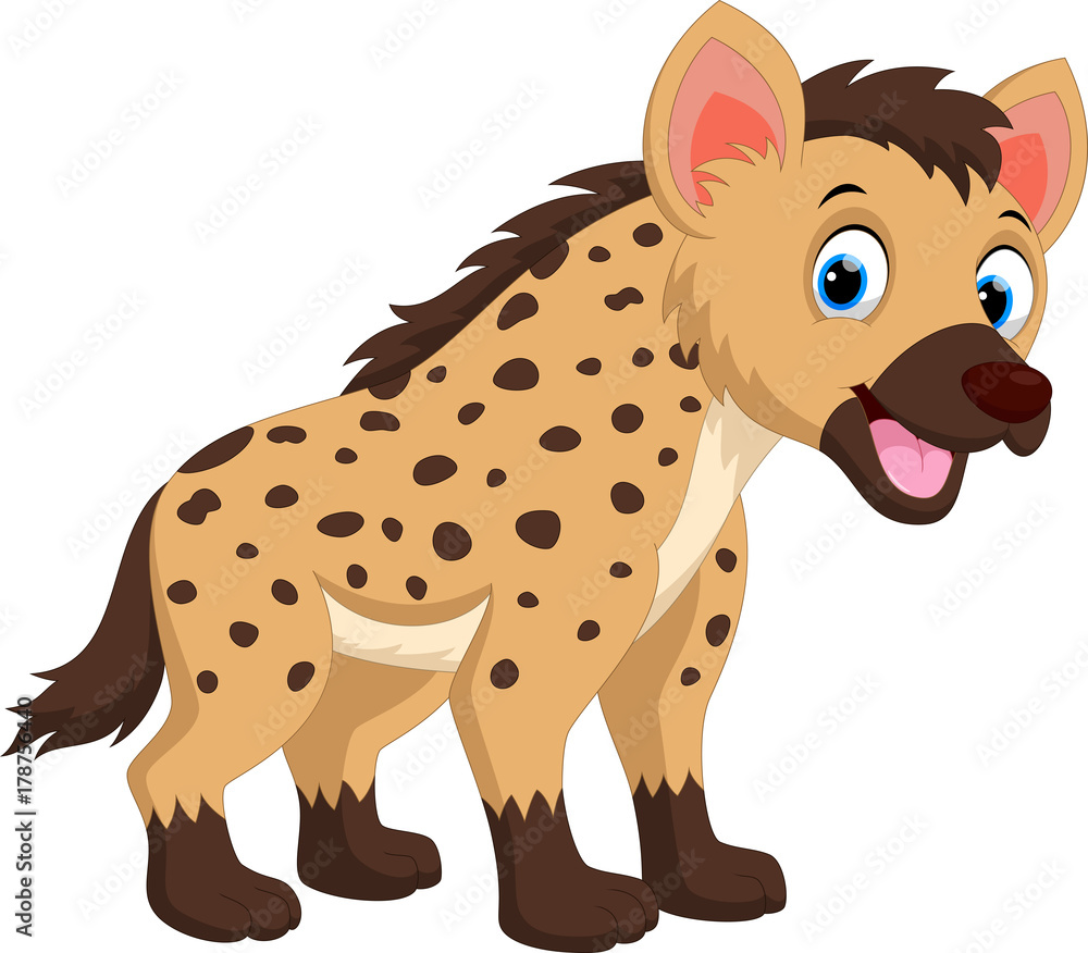 Vector illustration of Cute hyena cartoon isolated on white ...