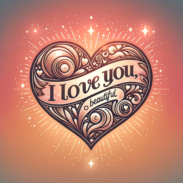 Lovely Heart Illustration - I Love You, Beautiful | AI Art ...