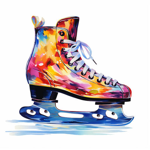 Ice Skate Clipart: Oil Painting Style, 4K &amp; SVG