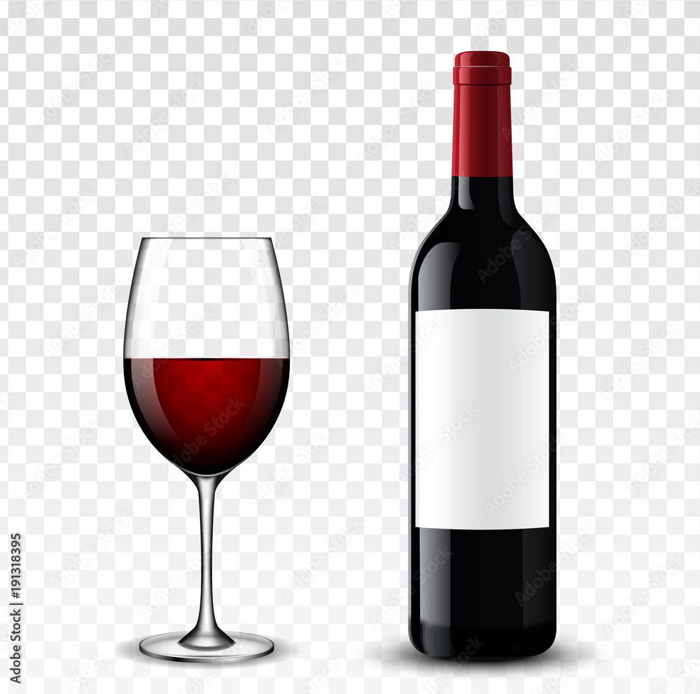 Poster, Print Wine bottle vector illustration., 40x40 cm