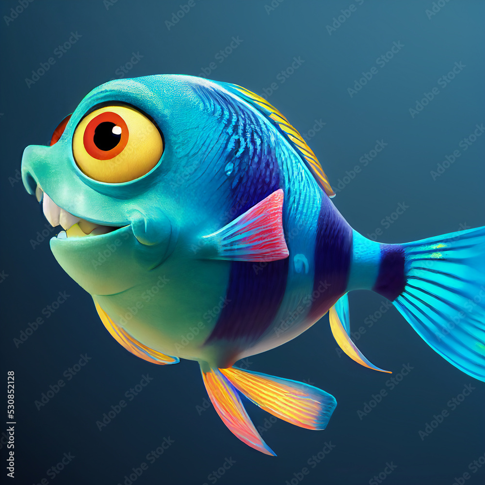 Photo &amp; Art Print Cute fish with big eyes cartoon character ...