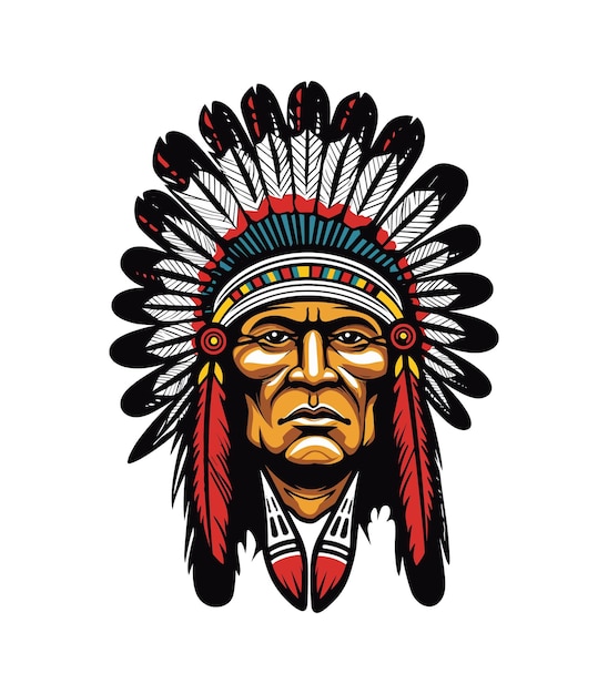 Native indian american head vector clip art illustration | Premium ...