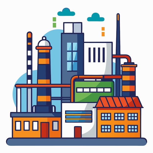 Industrial factory clipart vector art and illustration | Premium ...