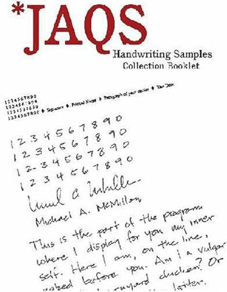 Jaqs Handwriting Samples Collection: Companion Sample Collection Book For  use with the Hand Behind The Word Handwriting Analysis Jaqs Style