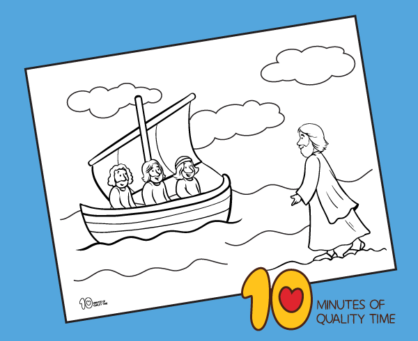 jesus walks on water coloring page