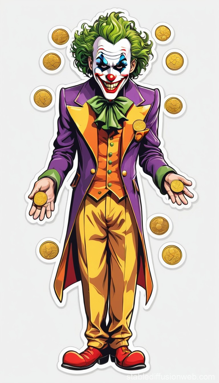 Joker in Clown Costume with Golden Coins | Stable Diffusion Online