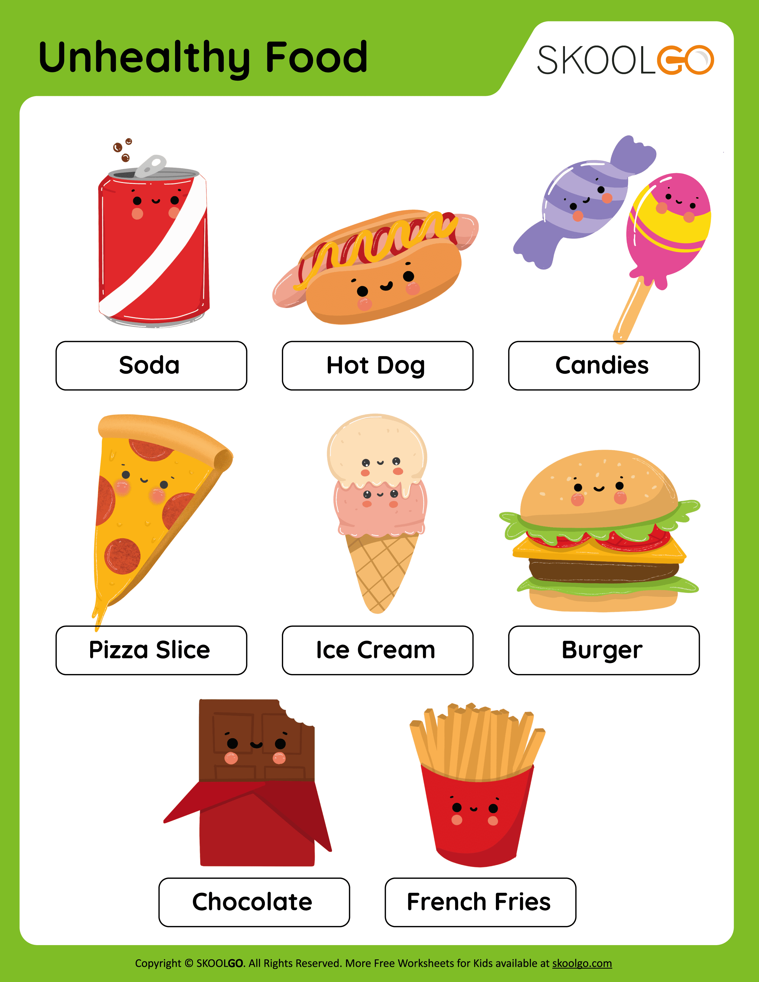 junk food pictures for kids