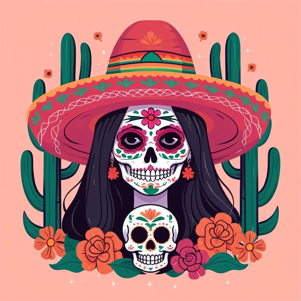 Mexican Katrina Skull Cottagecore Illustration | Stable Diffusion ...