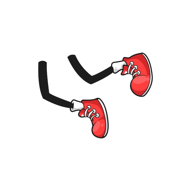 Premium Vector | Kicking or running cartoon legs in red sport shoes