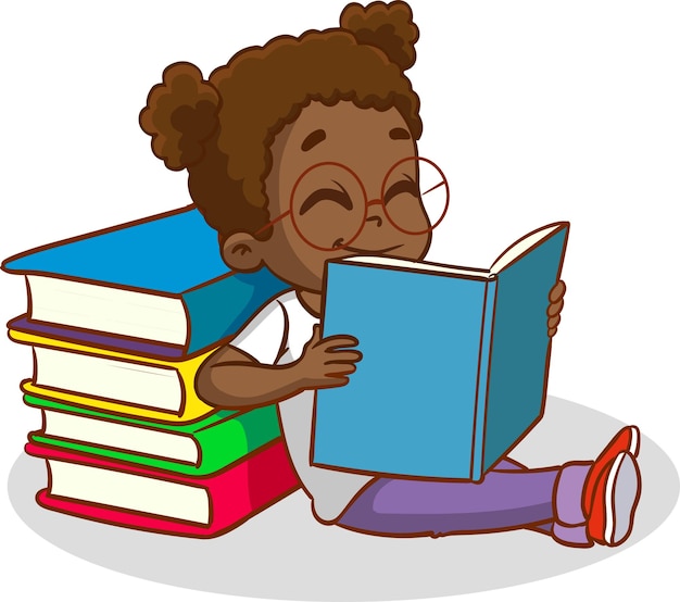 kid reading clipart