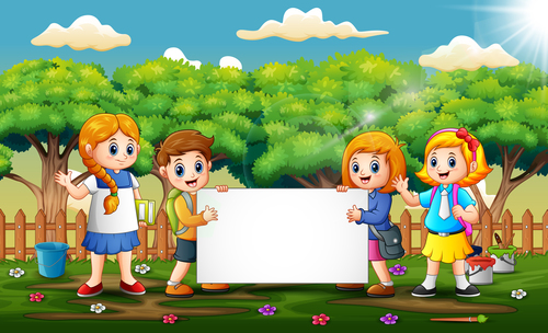 Kids cartoon background vector free download