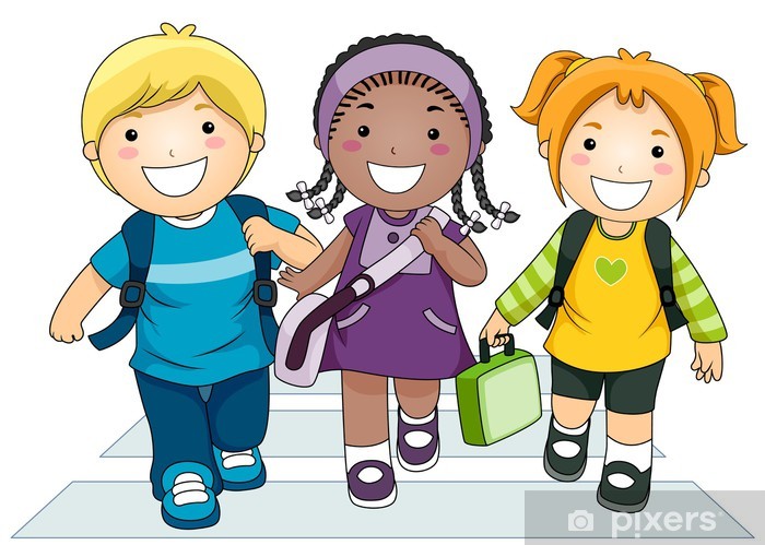 kids going to school clipart