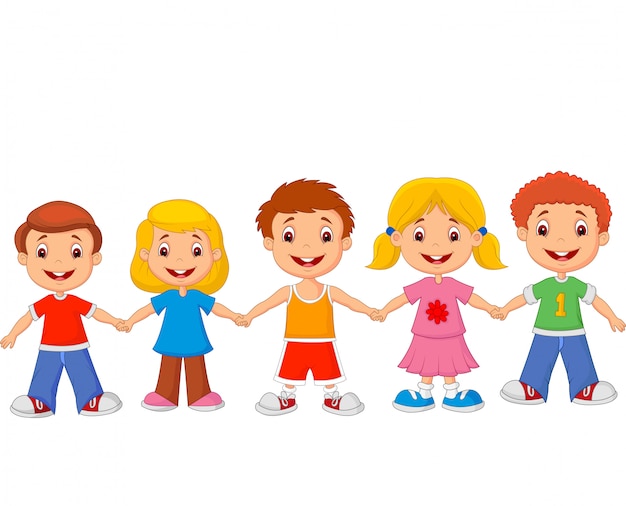 kids holding hands clipart 2024