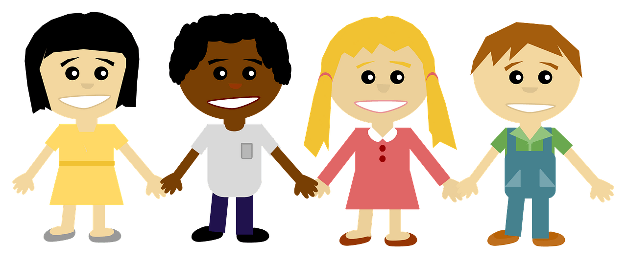 kids holding hands clipart