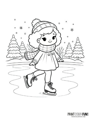 kids ice skating coloring pages