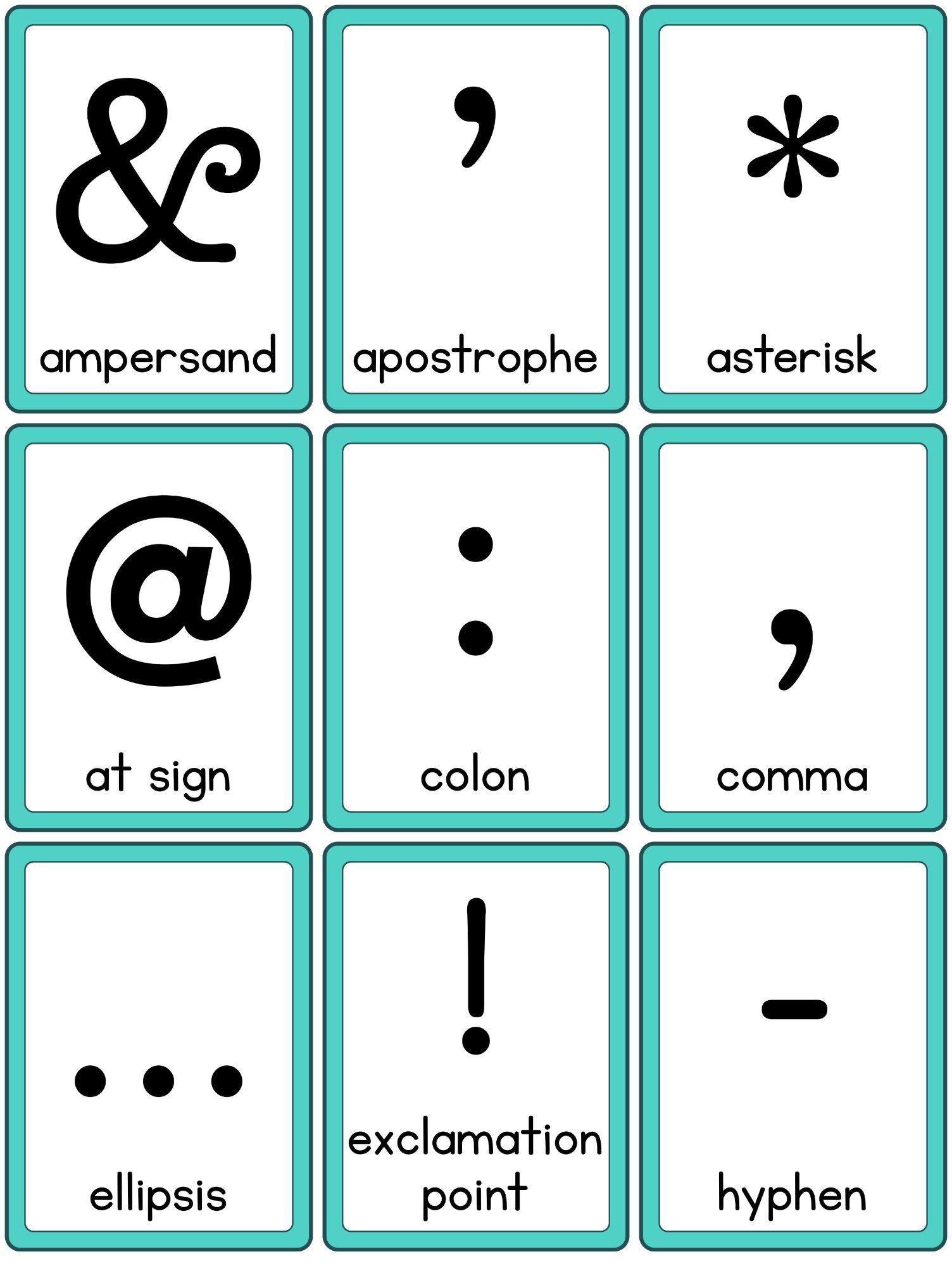 kindergarten punctuation cliparts