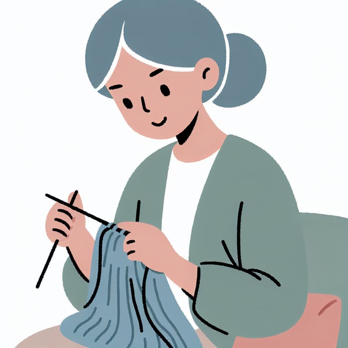 Adult Woman Knitting Clipart | Simple Line Art | AI Art Generator ...