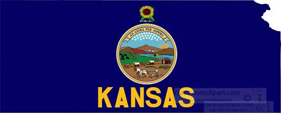 Kansas State Clipart-kansas state map with state flag overlay clipart