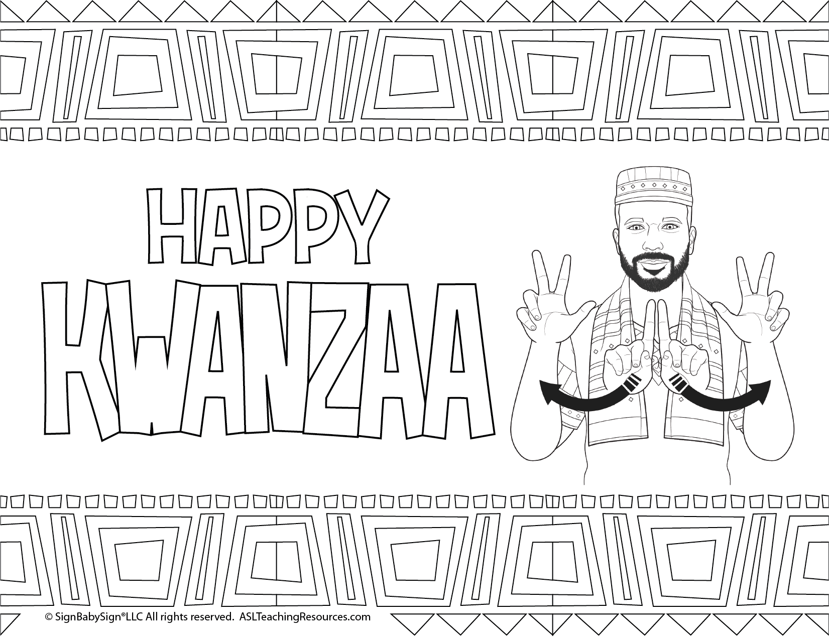 Kwanzaa Coloring Sheets ASL - ASL Teaching Resources